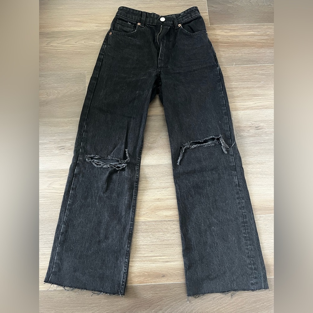Zara wide leg jeans, black, size 2